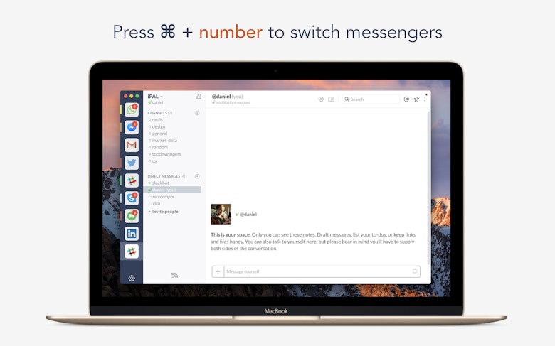 Press ⌘ + number to switch messengers